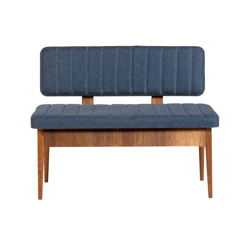 Taburet Vina Bank, Diverse culori, 110x40x85 cm - Nuc - Albastru închis