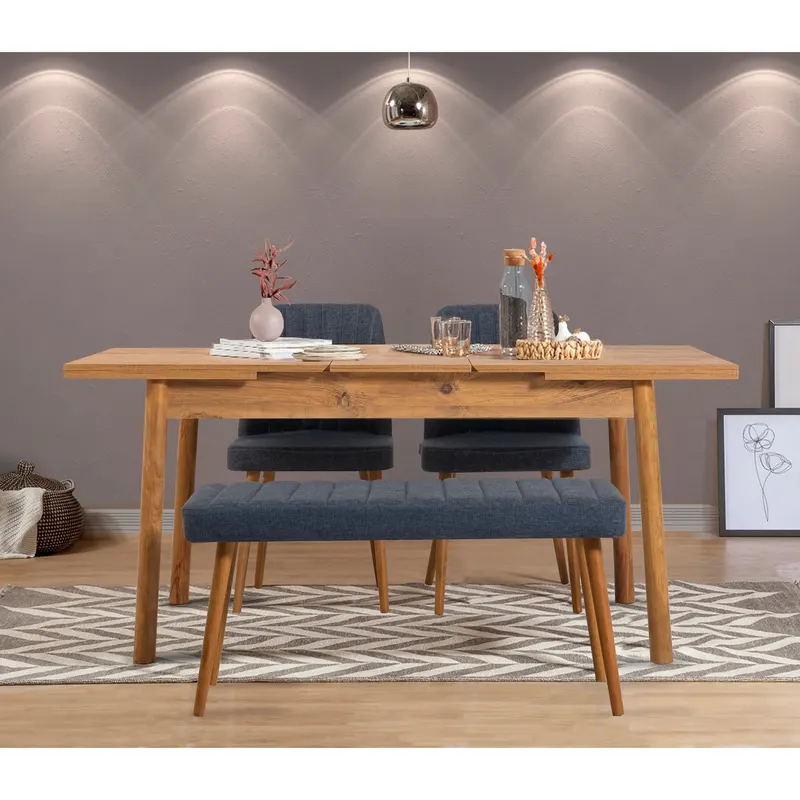 Masă extensibilă cu scaune 4 bucăți Santiago Atlantice, Diverse culori, 120x75x77 cm - Pin atlantic - Bleumarin