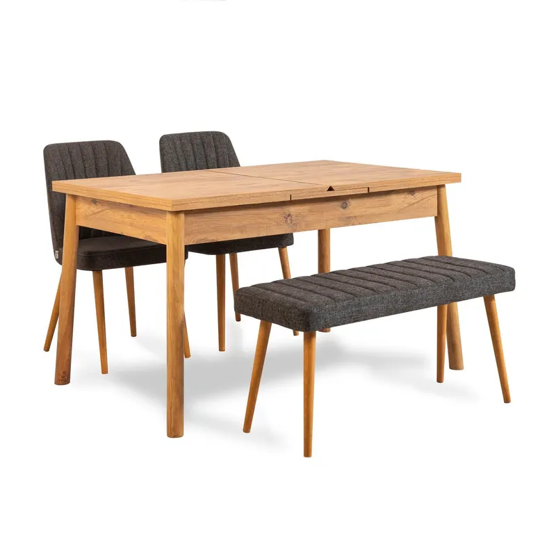 Masă extensibilă cu scaune 4 bucăți Santiago Atlantice, Diverse culori, 120x75x77 cm - Pin atlantic - Antracit