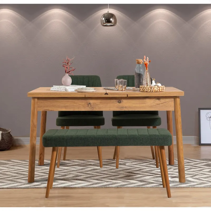 Masă extensibilă cu scaune 4 bucăți Santiago Atlantice, Diverse culori, 120x75x77 cm - Pin atlantic - Verde