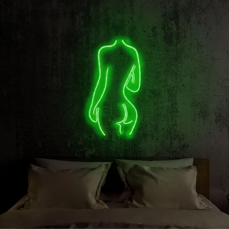 Lampă neon Sexy Woman, Diverse culori, 22x42x2 cm - Verde