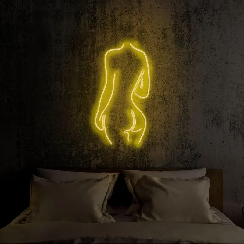 Lampă neon Sexy Woman, Diverse culori, 22x42x2 cm - Galben
