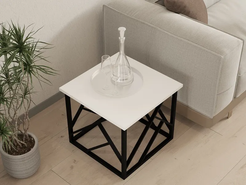 Măsuță de cafea Woda, Diverse culori, 54x54x42 cm - Alb - Metal