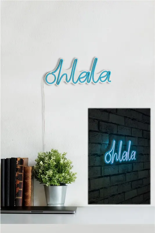 Lampă neon Oh La La, Diverse culori, 36x15x2 cm - Albastru