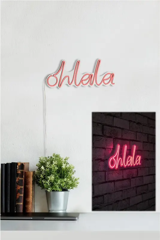 Lampă neon Oh La La, Diverse culori, 36x15x2 cm - Roz