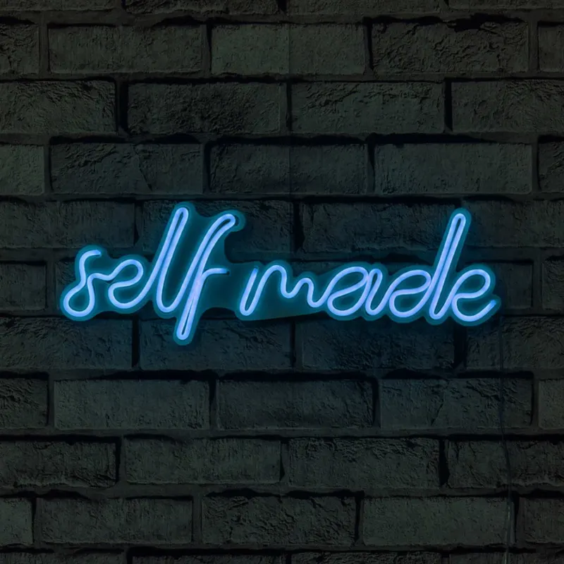 Lampă neon Self Made, Diverse culori, 48x16x2 cm - Albastru