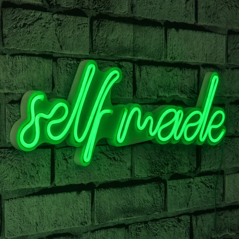 Lampă neon Self Made, Diverse culori, 48x16x2 cm - Verde