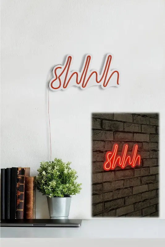 Lampă neon Shhh, Diverse culori, 34x17x2 cm - Roșu