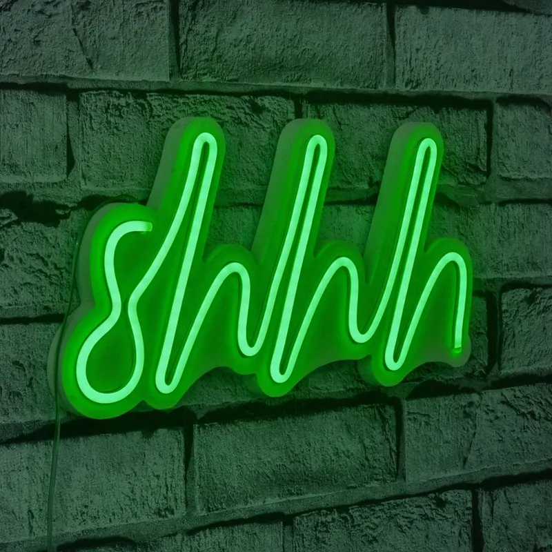 Lampă neon Shhh, Diverse culori, 34x17x2 cm - Verde
