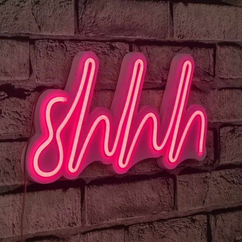 Lampă neon Shhh, Diverse culori, 34x17x2 cm - Roz