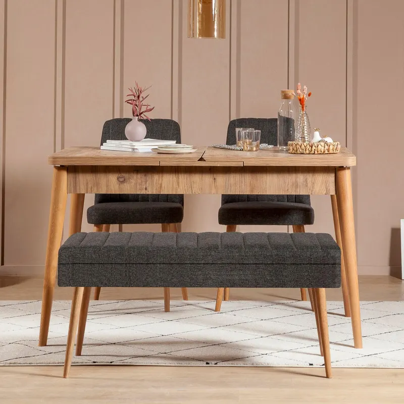 Masă extensibilă cu scaune 4 bucăți Vina 1053 - 3, Diverse culori, 129x80x75 cm - Pin atlantic - Antracit