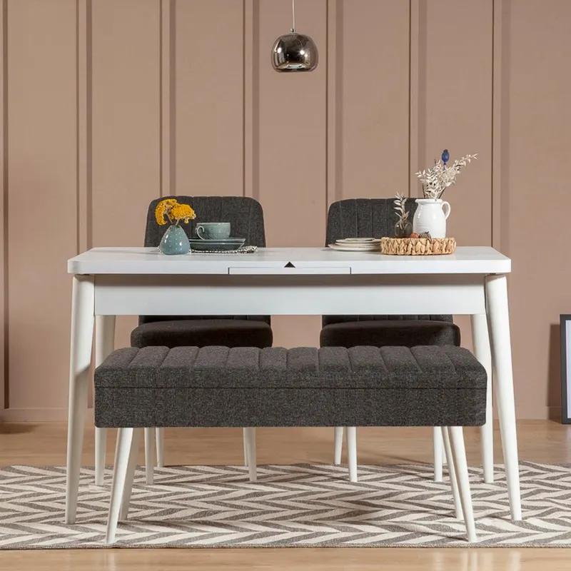 Masă extensibilă cu scaune 4 bucăți Vina 1053 - 3, Diverse culori, 129x80x75 cm - Alb - Antracit