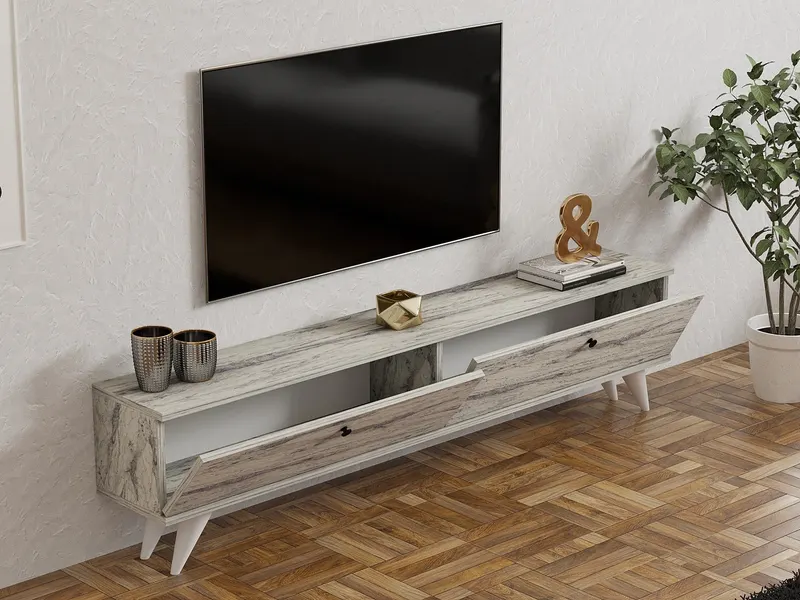 Comodă TV Paris, Diverse culori, 160x25x40 cm - Freesia marble