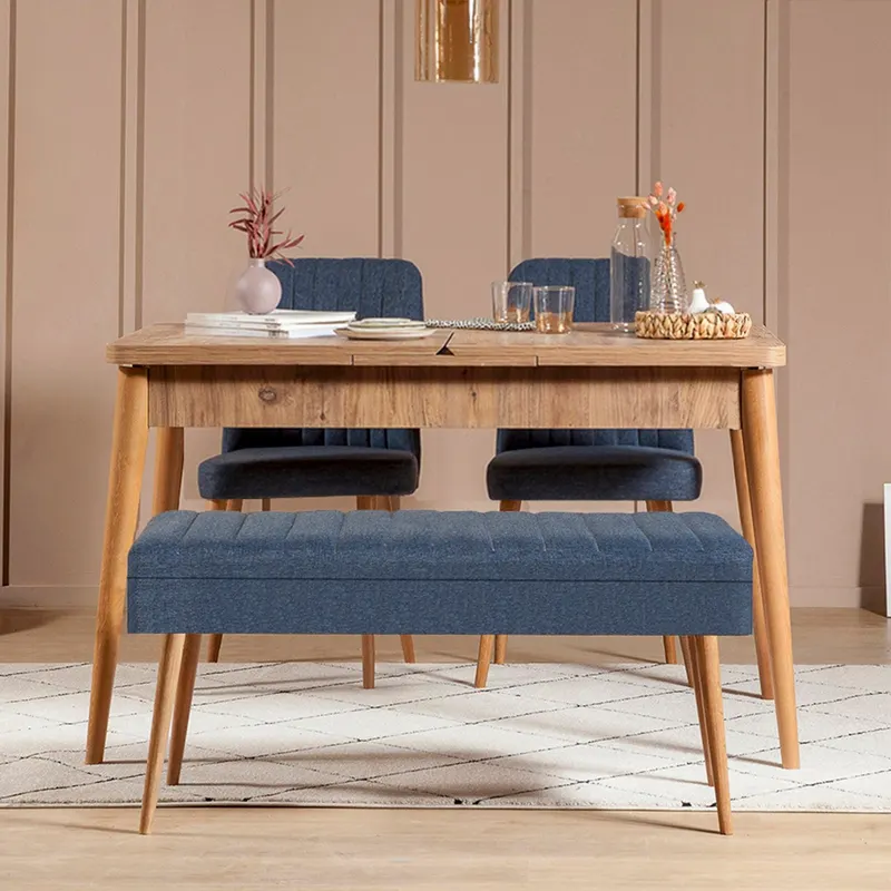 Masă extensibilă cu scaune 4 bucăți Vina 1048 - 3, Diverse culori, 129x80x75 cm - Pin atlantic - Albastru închis