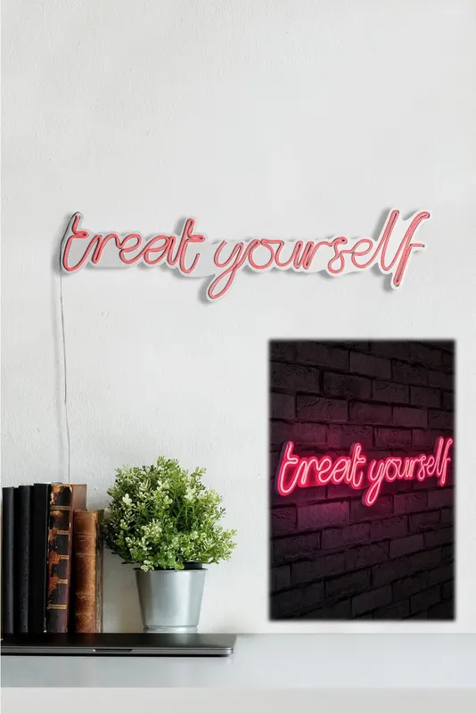Lampă neon Treat Yourself, Diverse culori, 71x20x2 cm - Roz
