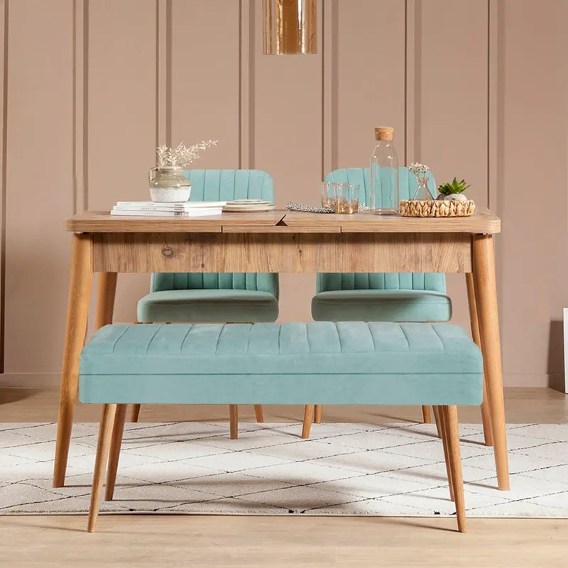 Masă extensibilă cu scaune 4 bucăți Vina 0701 - 3, Diverse culori, 129x80x75 cm - Pin atlantic - Pistachio green
