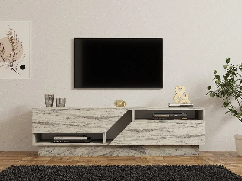 Comodă TV Koza, Diverse culori, 160x40x45 cm - Freesia marble