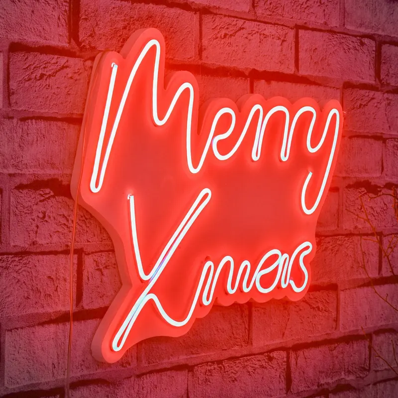 Lampă neon Merry Christmas, Diverse culori, 43x33x2 cm - Roșu