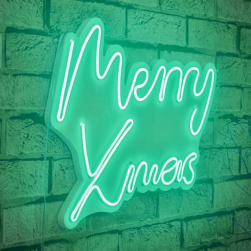 Lampă neon Merry Christmas, Diverse culori, 43x33x2 cm - Verde