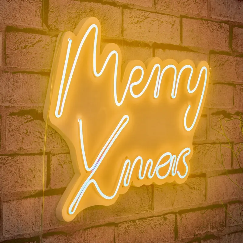 Lampă neon Merry Christmas, Diverse culori, 43x33x2 cm - Galben