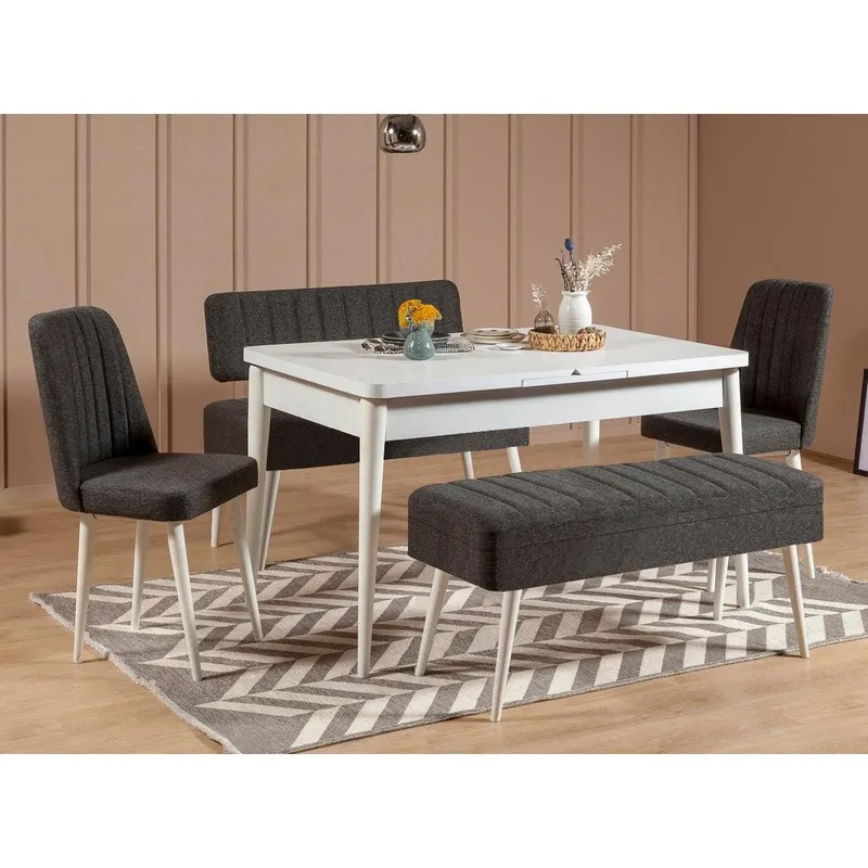 Masă extensibilă cu scaune 5 bucăți Vina 1053 - 4, Diverse culori, 129x80x75 cm - Alb - Antracit