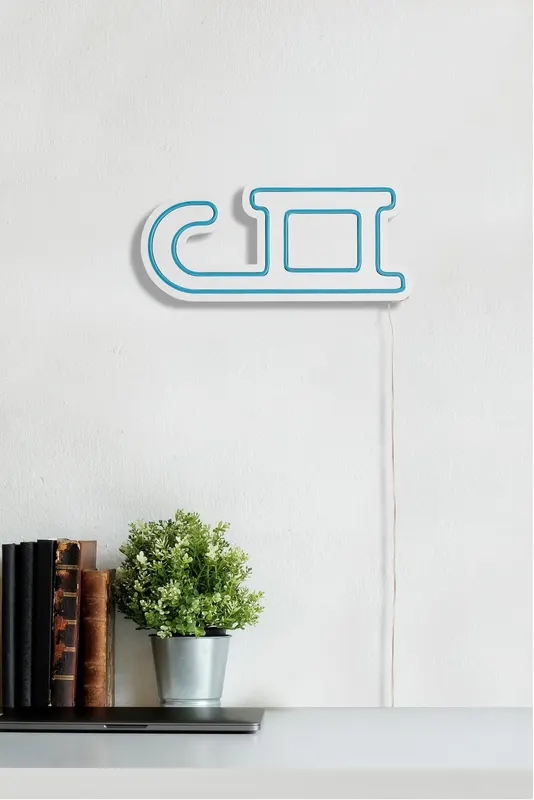 Lampă neon Sled, Diverse culori, 38x17x2 cm - Albastru