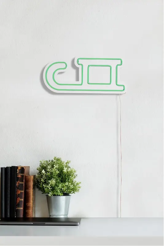 Lampă neon Sled, Diverse culori, 38x17x2 cm - Verde