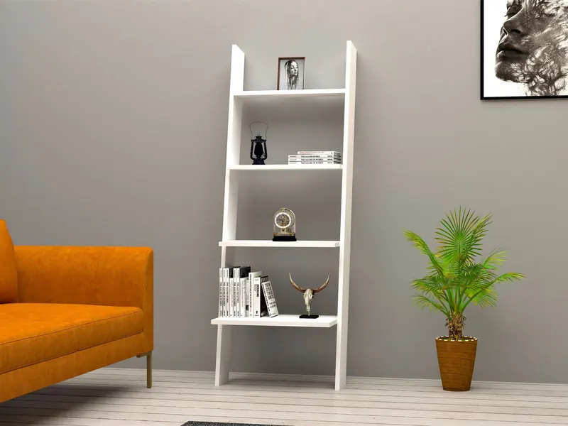 Bibliotecă Solid, Diverse culori, 56x30x150 cm - Alb