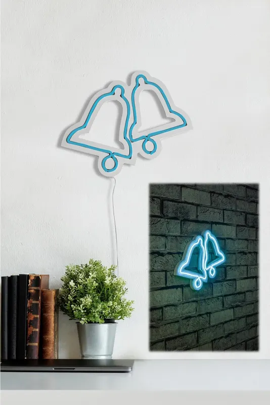 Lampă neon Bells, Diverse culori, 30x24x2 cm - Albastru