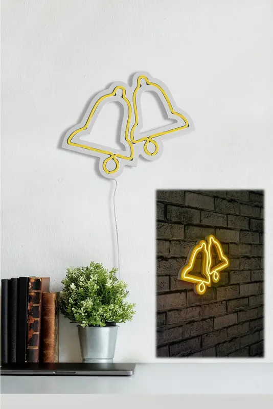 Lampă neon Bells, Diverse culori, 30x24x2 cm - Galben