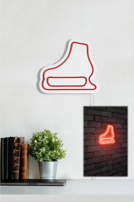 Lampă neon Ice-Skate, Diverse culori, 25x22x2 cm - Roșu