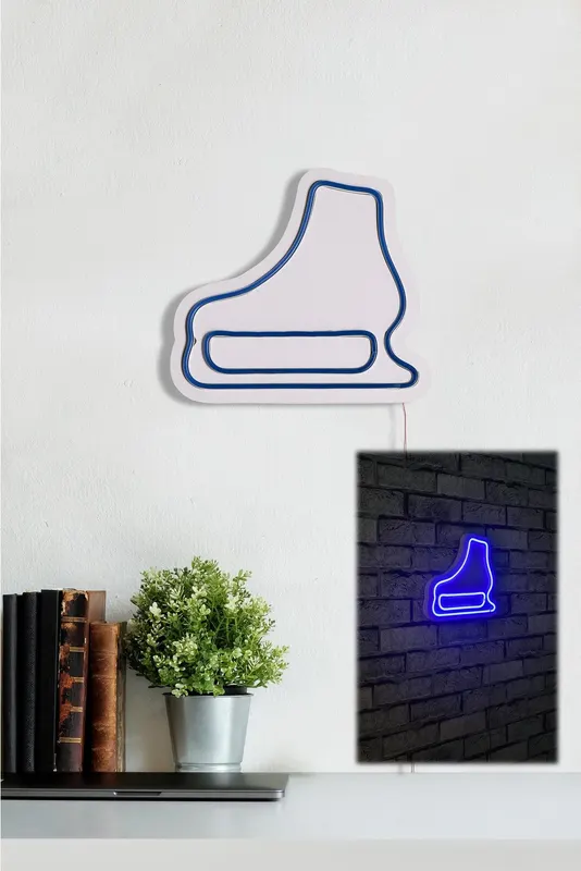 Lampă neon Ice-Skate, Diverse culori, 25x22x2 cm - Albastru
