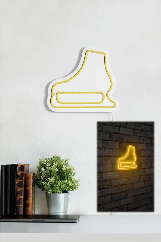 Lampă neon Ice-Skate, Diverse culori, 25x22x2 cm - Galben