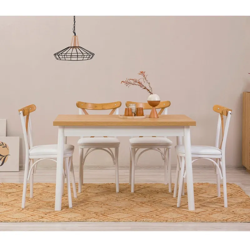 Masă cu scaune Oliver Sbt. Karina, Diverse culori, Diverse configurații, 120x75x77 cm - Alb / 5 bucăți