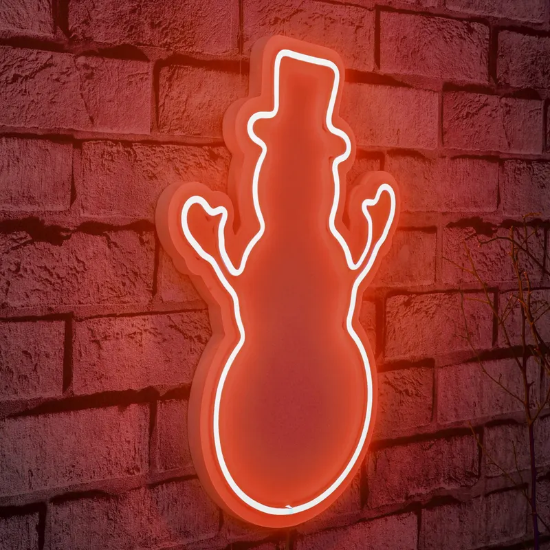 Lampă neon Snowman, Diverse culori, 18x35x2 cm - Roșu
