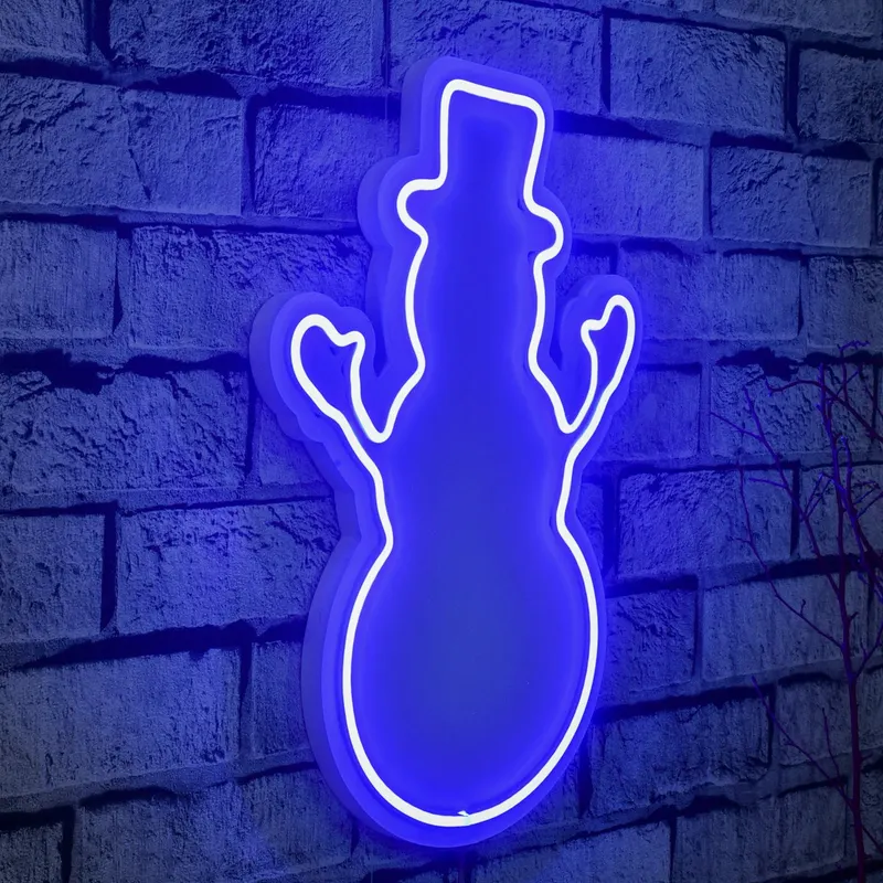 Lampă neon Snowman, Diverse culori, 18x35x2 cm - Albastru