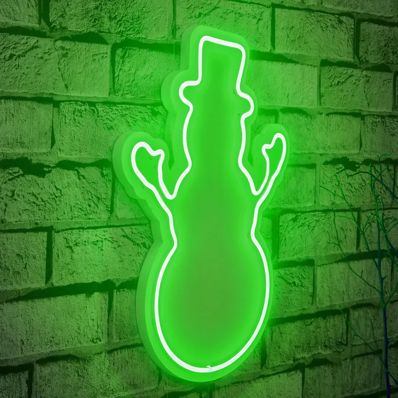 Lampă neon Snowman, Diverse culori, 18x35x2 cm - Verde