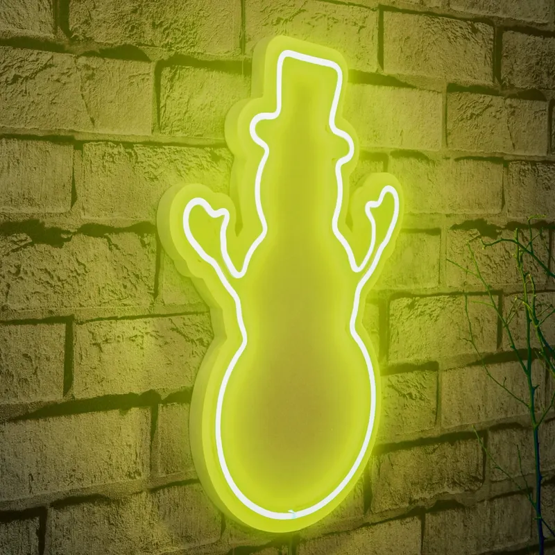 Lampă neon Snowman, Diverse culori, 18x35x2 cm - Galben