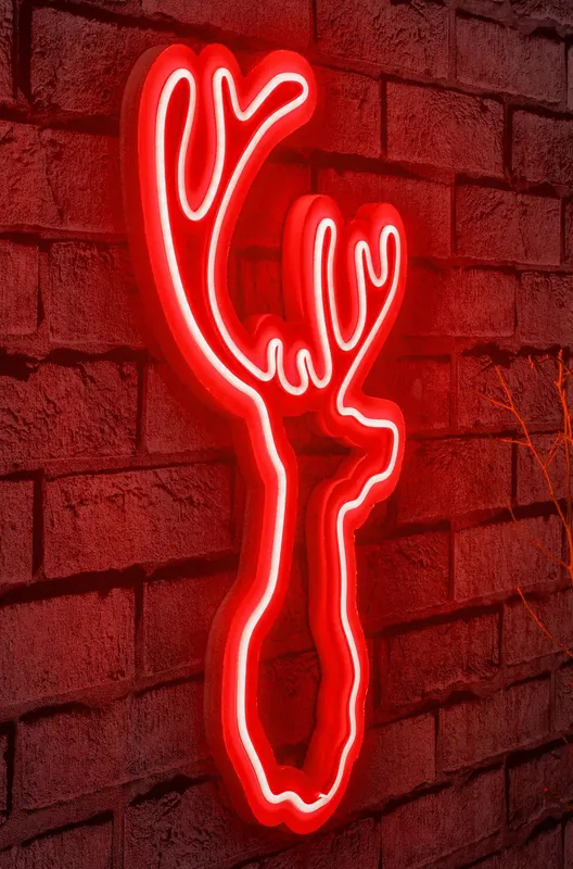 Lampă neon Deer, Diverse culori, 21x34x2 cm - Roșu