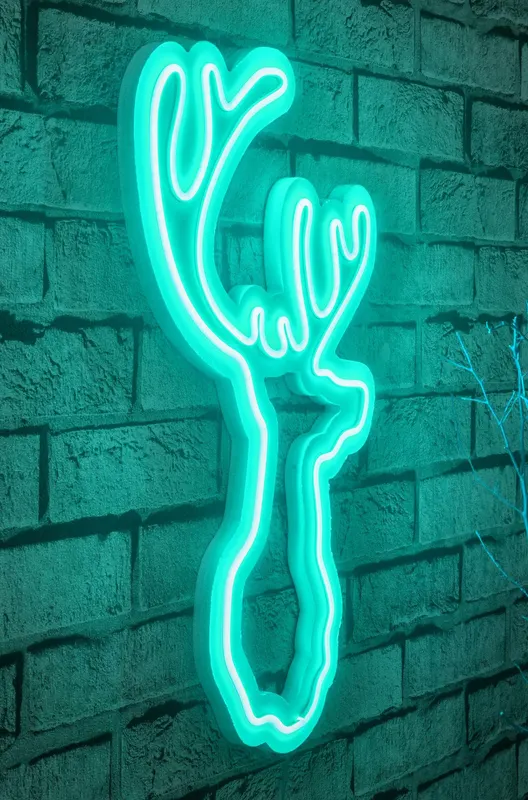 Lampă neon Deer, Diverse culori, 21x34x2 cm - Albastru