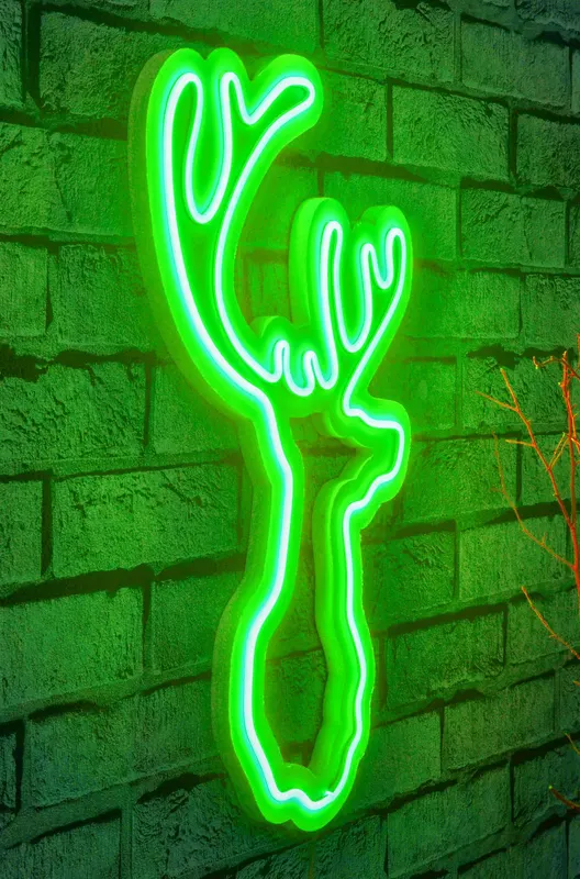 Lampă neon Deer, Diverse culori, 21x34x2 cm - Verde