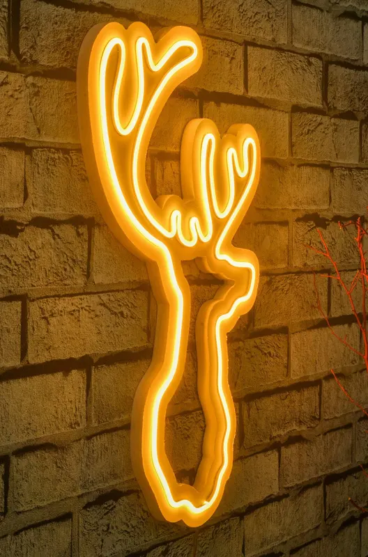 Lampă neon Deer, Diverse culori, 21x34x2 cm - Galben