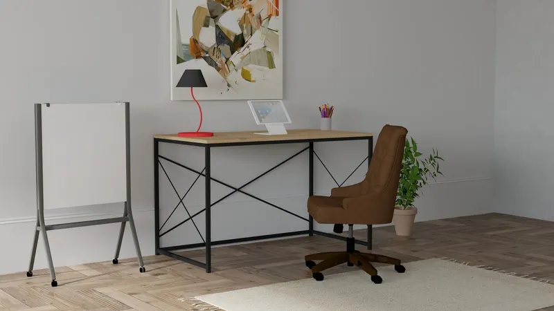 Birou Work, Diverse culori, 121x60x72 cm - Sapphire - Negru