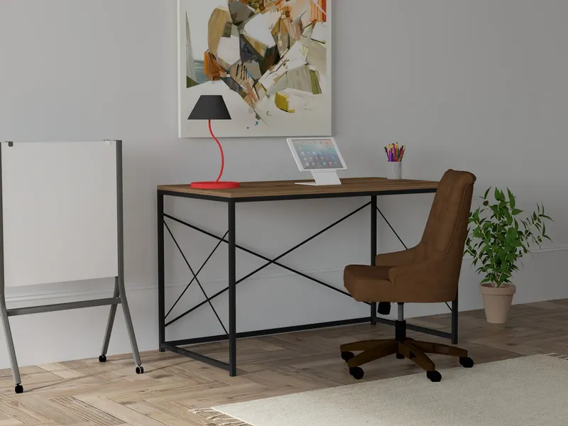 Birou Work, Diverse culori, 121x60x72 cm - Nuc - Negru