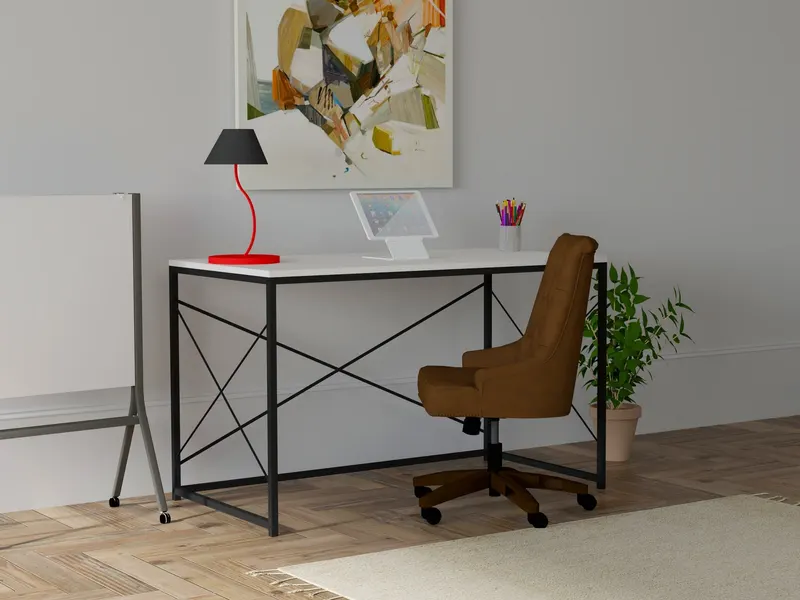 Birou Work, Diverse culori, 121x60x72 cm - Alb - Negru