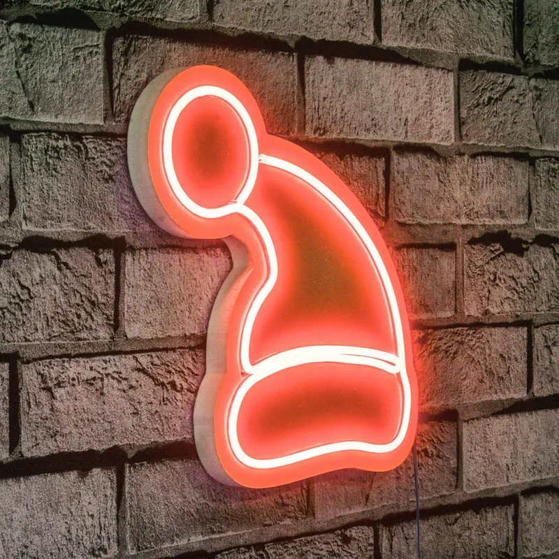 Lampă neon Santa Claus, Diverse culori, 28x26x2 cm - Roșu