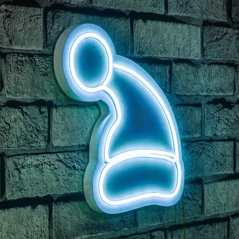 Lampă neon Santa Claus, Diverse culori, 28x26x2 cm - Albastru