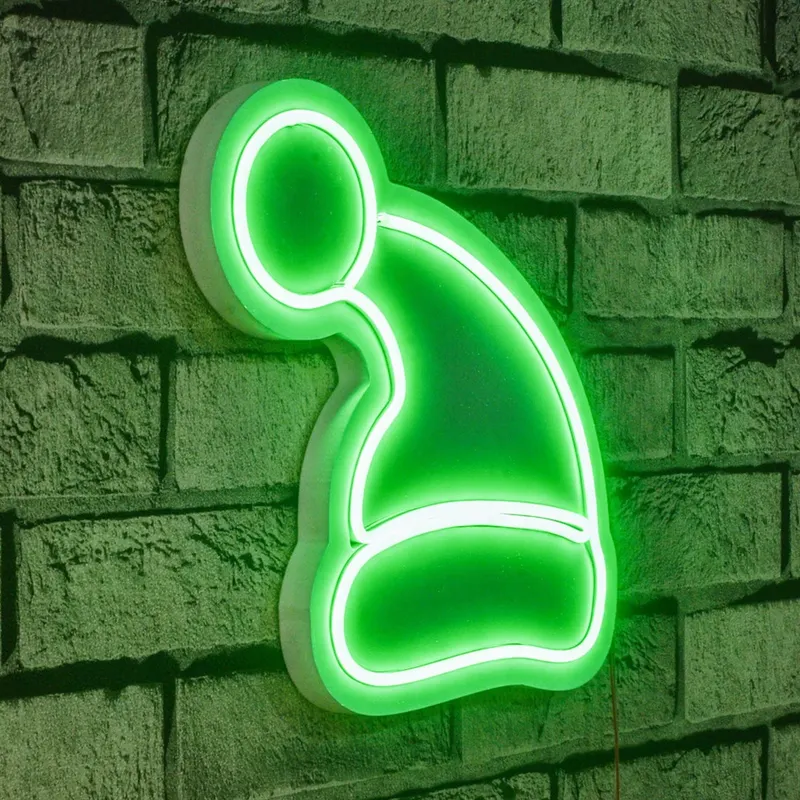 Lampă neon Santa Claus, Diverse culori, 28x26x2 cm - Verde