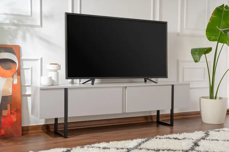 Comodă TV Serenity, Diverse culori, 180x30x50 cm - Gri - Negru