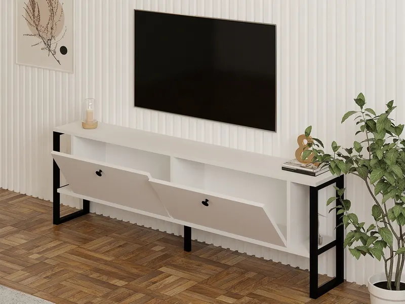 Comodă TV Ahu, Diverse culori, 160x25x50 cm - Alb